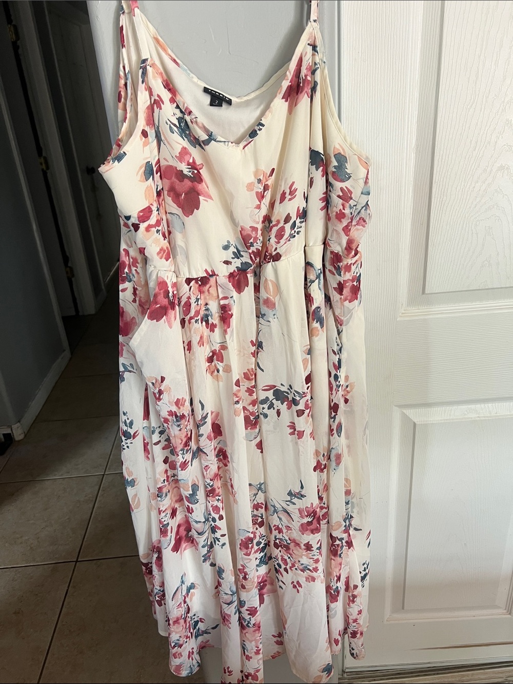 torrid Floral Ivory Maxi Dress with Pink & Blue Accents